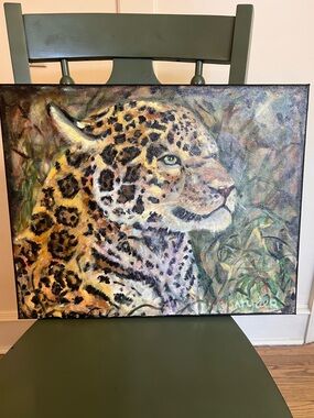 Original Leopard Oil Painting 16x20” On Canvas On Of A Kind